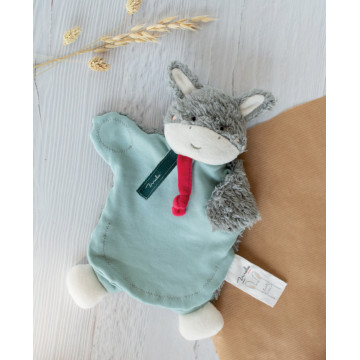 Doudou marionnette âne en coton bio - Maïlou