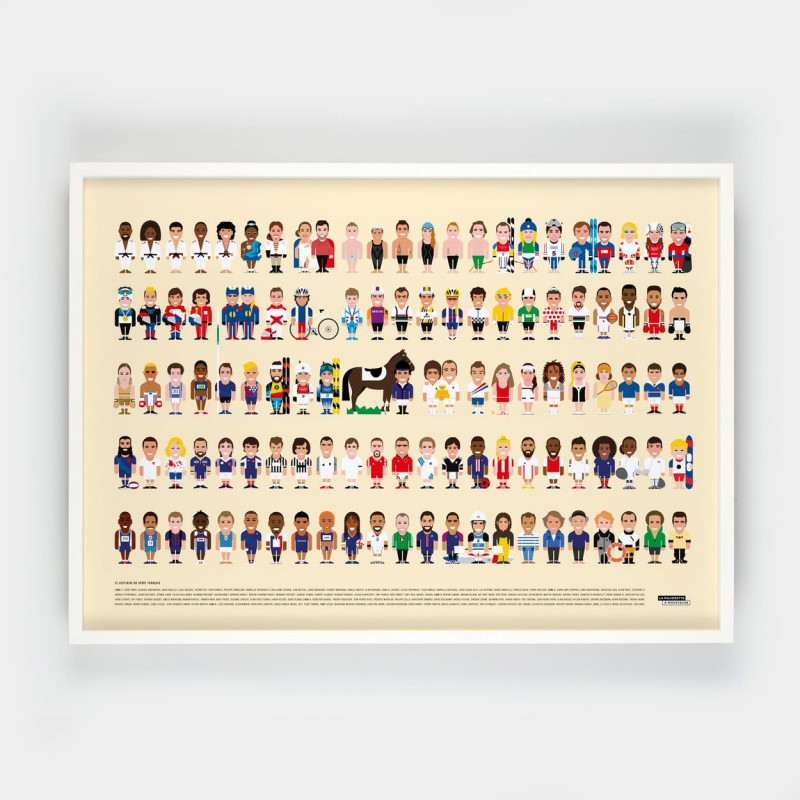 Affiche Les sportifs Français - La Majorette à Moustache