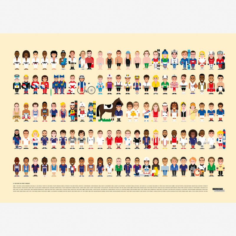 Affiche Les sportifs Français - La Majorette à Moustache