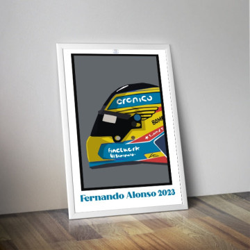 Affiche Casque Fernando Alonso 2023  - Formule-A