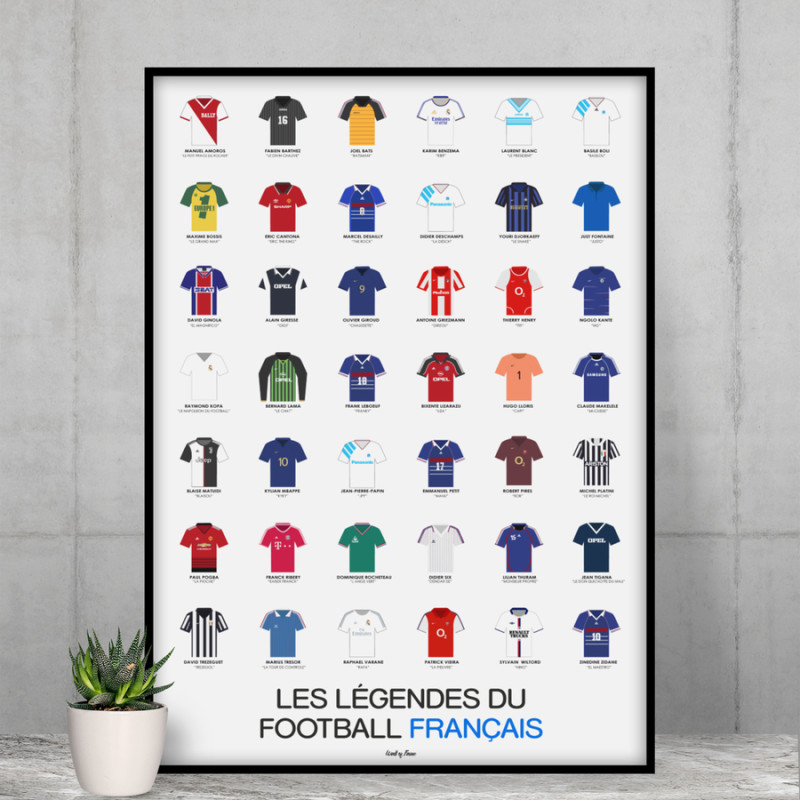 Affiche en bois - Maillot de Football Équipe de France