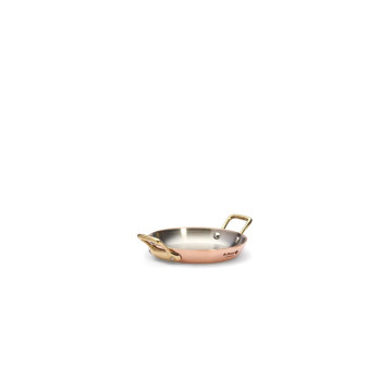Plat à four rond en cuivre et Inox Inocuivre poignée laiton - De Buyer