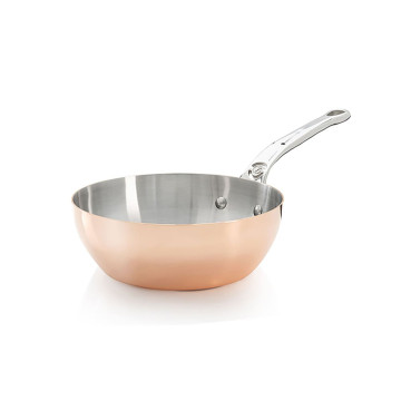 Sauteuse bombée cuivre et Inox Inocuivre queue en fonte d'Inox - De Buyer