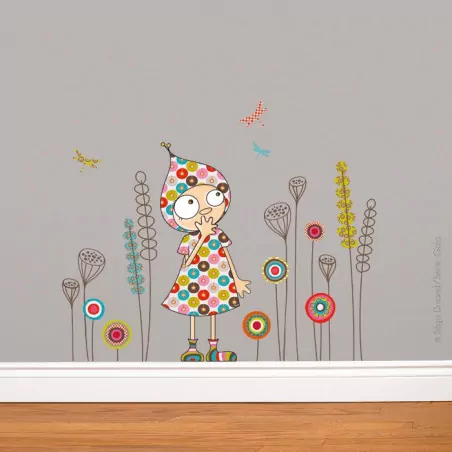 Sticker nature Fleurs fines multicolores, déco murale – Série-Golo