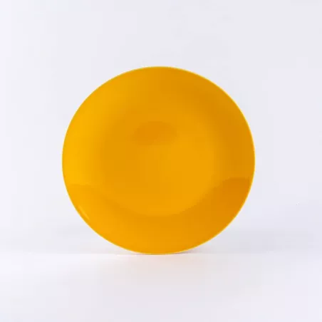 Assiette principale ronde en porcelaine jaune - Ogre La Fabrique