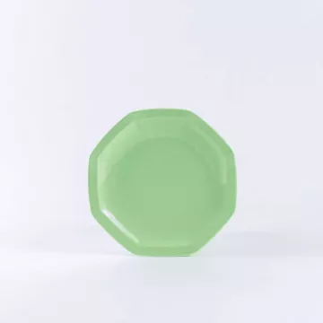 Assiette octogonale à dessert en porcelaine verte - Ogre La Fabrique