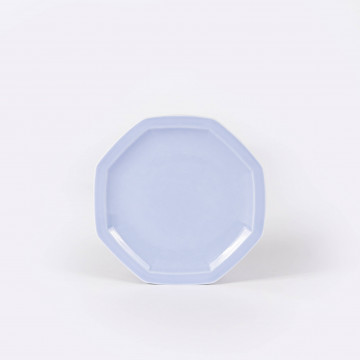 Petite assiette à dessert octogonale en porcelaine bleue - Ogre La Fabrique