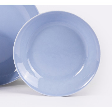 Assiette ronde creuse en porcelaine bleue - Ogre La Fabrique