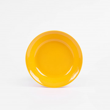 Assiette creuse et ronde en porcelaine jaune - Ogre La Fabrique
