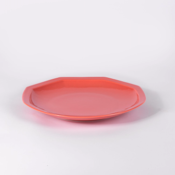 Assiette plate et octogonale en porcelaine Terracota - Ogre La Fabrique