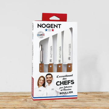 Coffret "CUISINE" 3 couteaux et 1 éplucheur - Chefs Roullier - Nogent 3 Etoiles