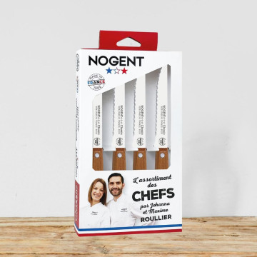 Coffret "TABLE" 4 couteaux double crantage - Chefs Roullier - Nogent 3 Etoiles