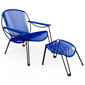 Ensemble Fauteuil et Repose Pieds collection ONIRIQUA structure noire - BOQA