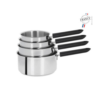 Set de 4 casseroles inox Mutine 14/16/18/20 cm poignée Fixe - Cristel