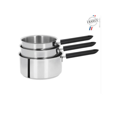 Set de 3 casseroles inox Mutine 16/18/20 cm poignée Fixe - Cristel