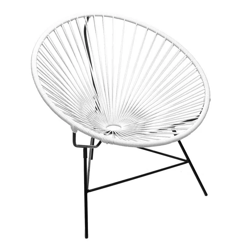 Fauteuil Huatulco blanc structure noire Boqa