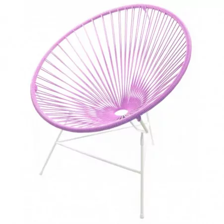 Fauteuil Huatulco rose structure blanche Boqa