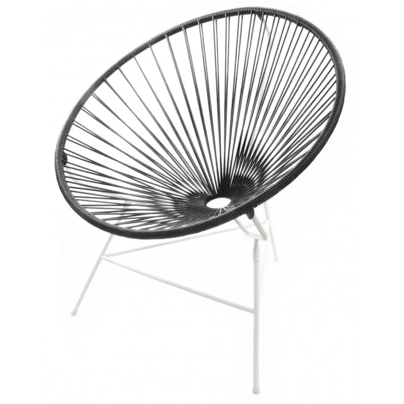 Fauteuil Huatulco noir structure blanche Boqa