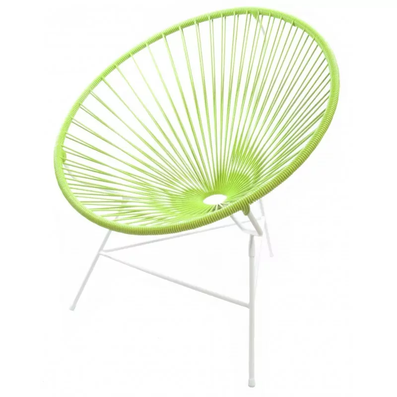 Fauteuil Huatulco vert anis structure blanche Boqa