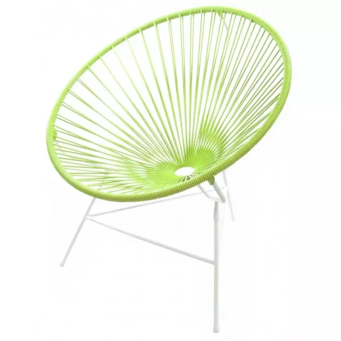 Fauteuil Huatulco vert anis structure blanche Boqa
