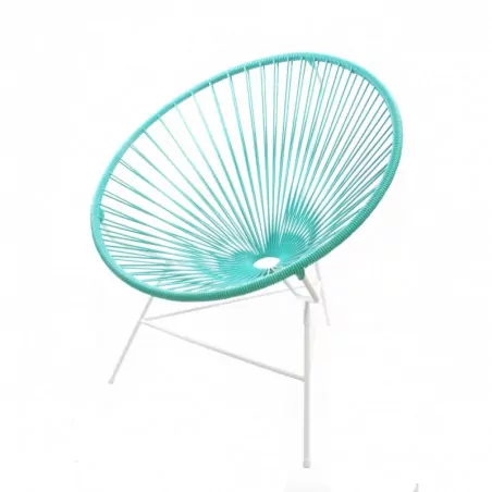 Fauteuil Huatulco vert turquoise structure blanche Boqa