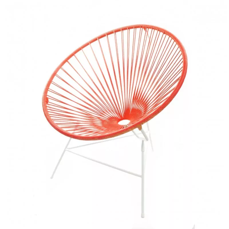 Fauteuil Huatulco rouge structure blanche Boqa