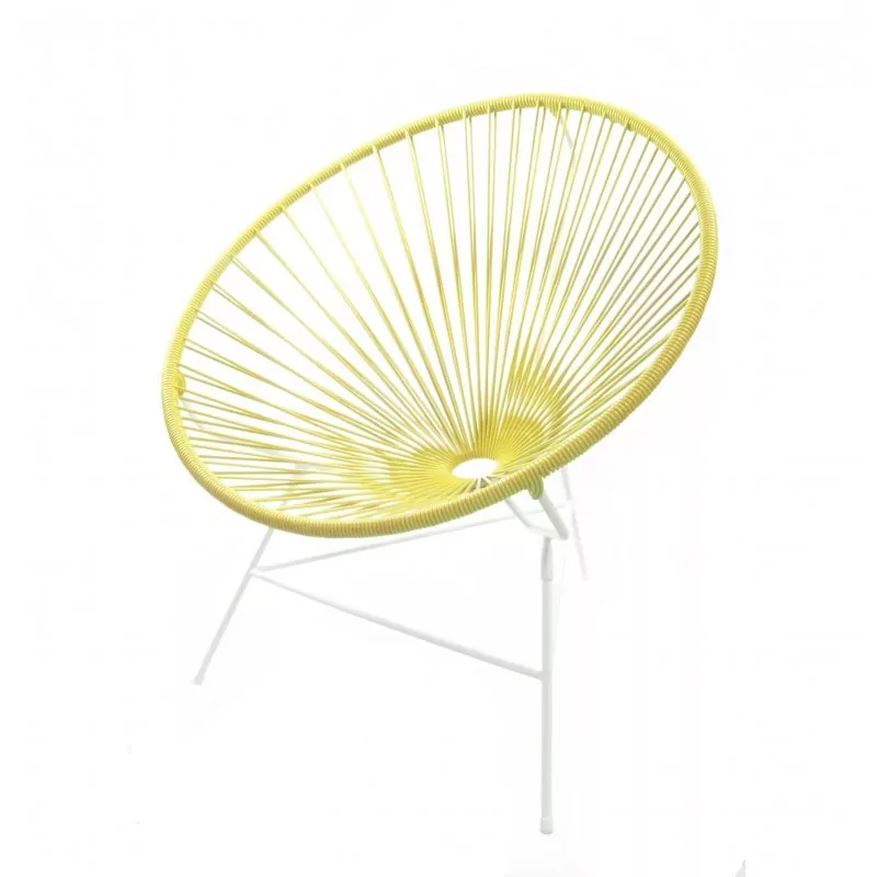 Fauteuil Huatulco jaune moutarde structure blanche Boqa