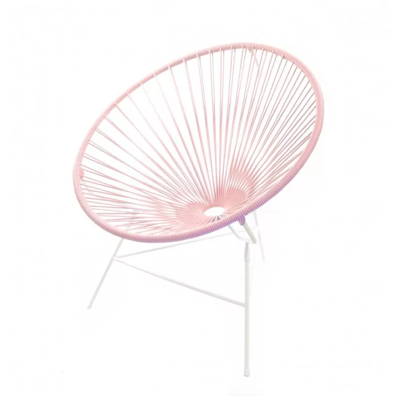 Fauteuil Huatulco rose poudré structure blanche Boqa 
