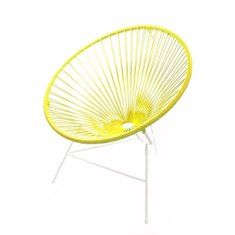 Fauteuil Huatulco jaune jaune impérial structure blanche Boqa