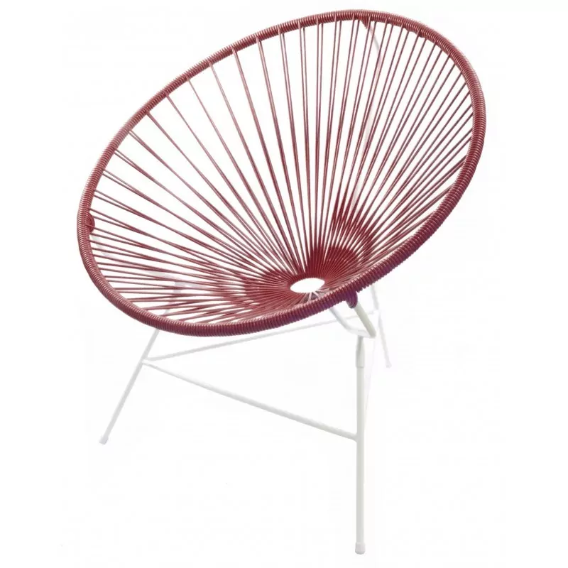 Fauteuil Huatulco bordeaux structure blanche Boqa 
