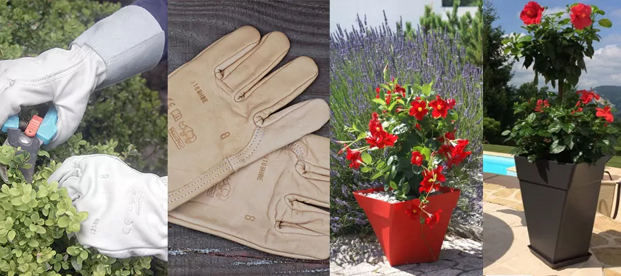 gants de jardinage/pots de fleurs
